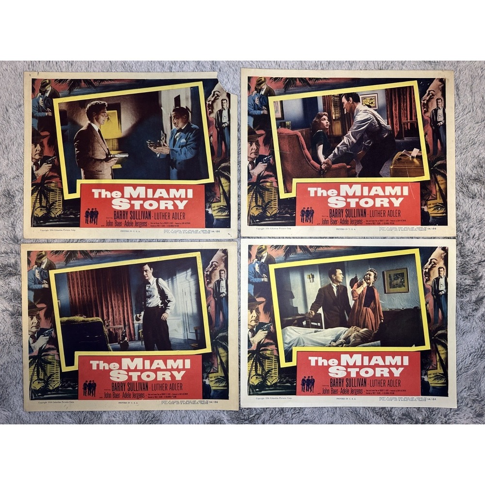 1954 The Miami Story Lobby Cards Set‎ of 8 – Original Film Noir Crime